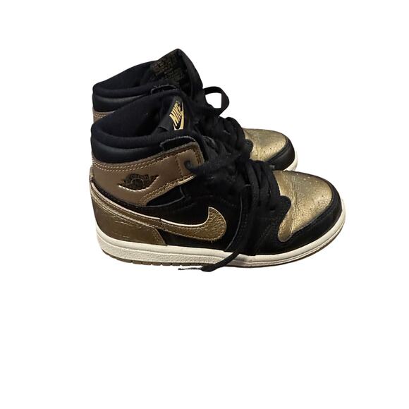 Toddler air Jordan retro 1 high OG black/gold size 10c - Picture 1 of 7